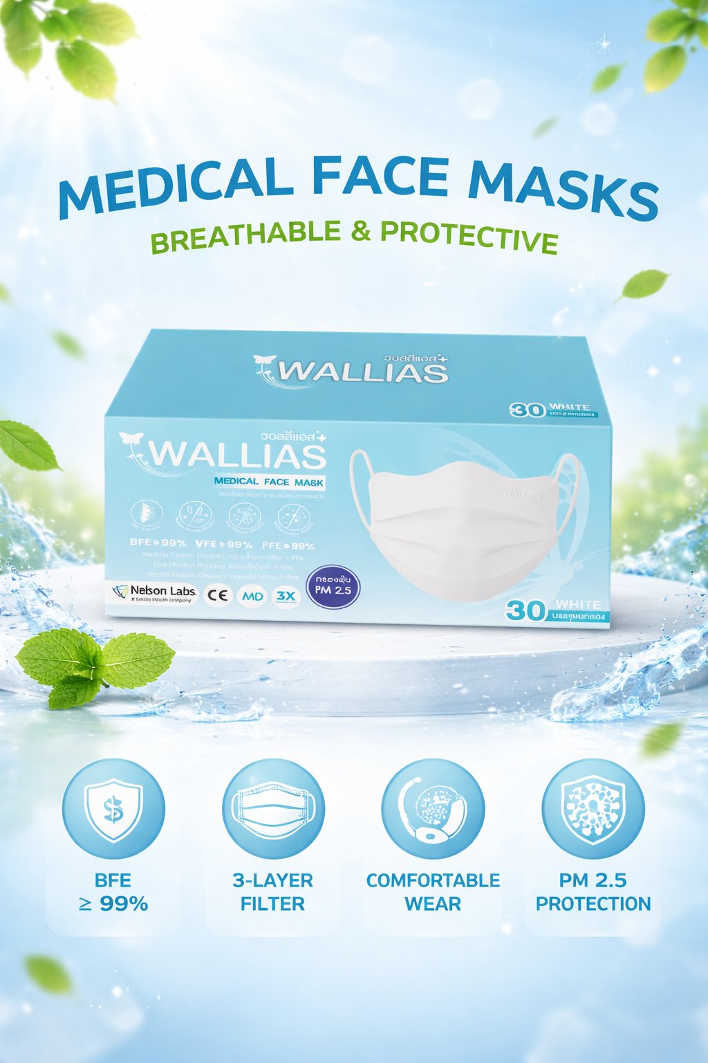 WALLIAS Butterfly Medical Face Mask