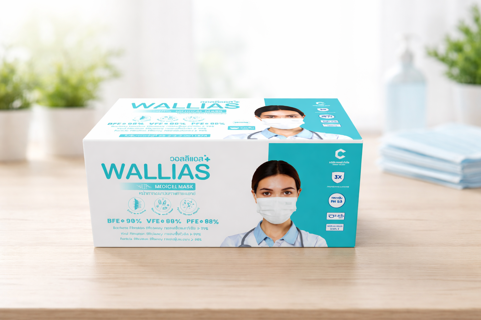 WALLIAS Medical Mask หน้ากากอนามัยทางการแพทย์ 3 ชั้น 1 กล่อง 50ชิ้น